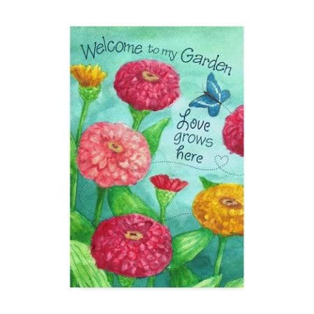 Melinda Hipsher 'Zinnia Welcome Love' Canvas Art,12x19